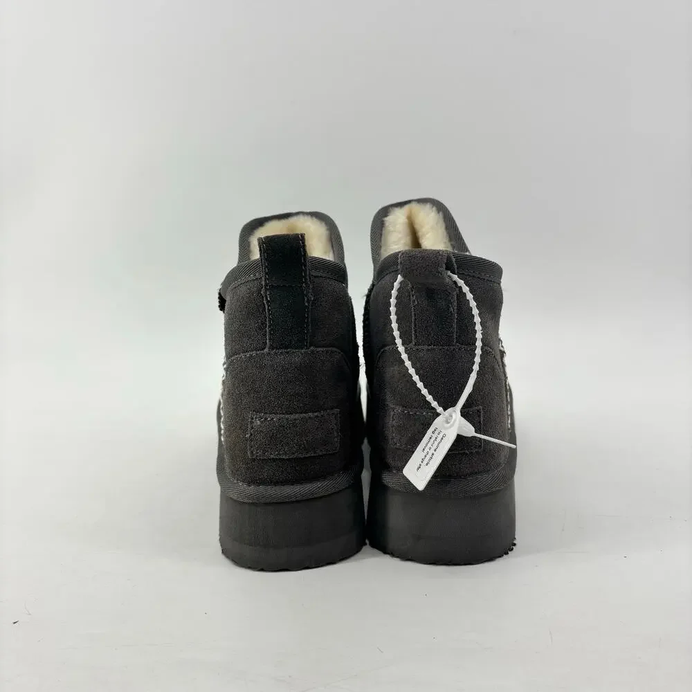Women’s Suede Booties Size 7 Gray Genuine Leather Winter Comfort